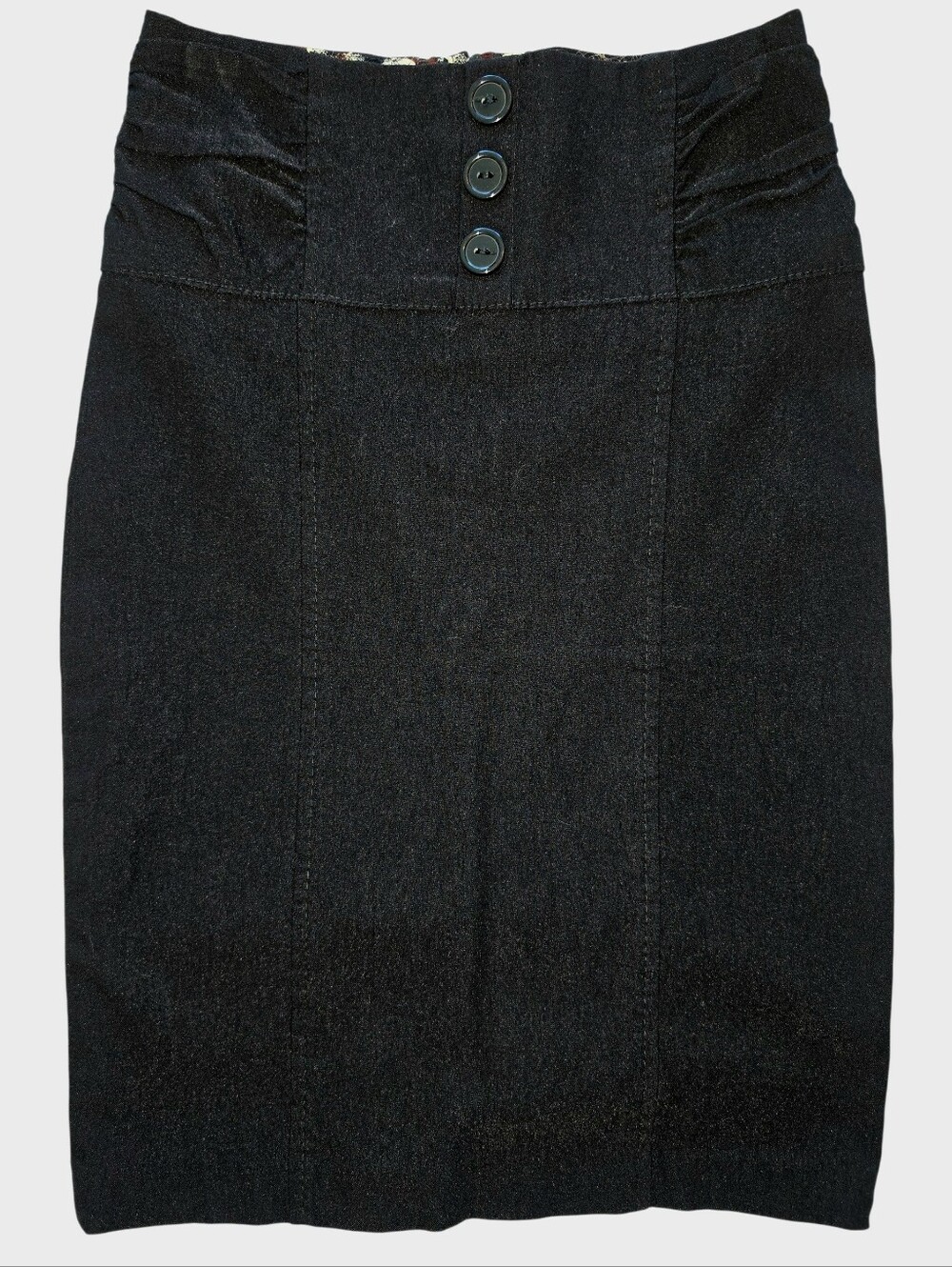 Size 1 Wild Punch Black High Waist Pencil Skirt Back Slit Fitted Flattering Sexy